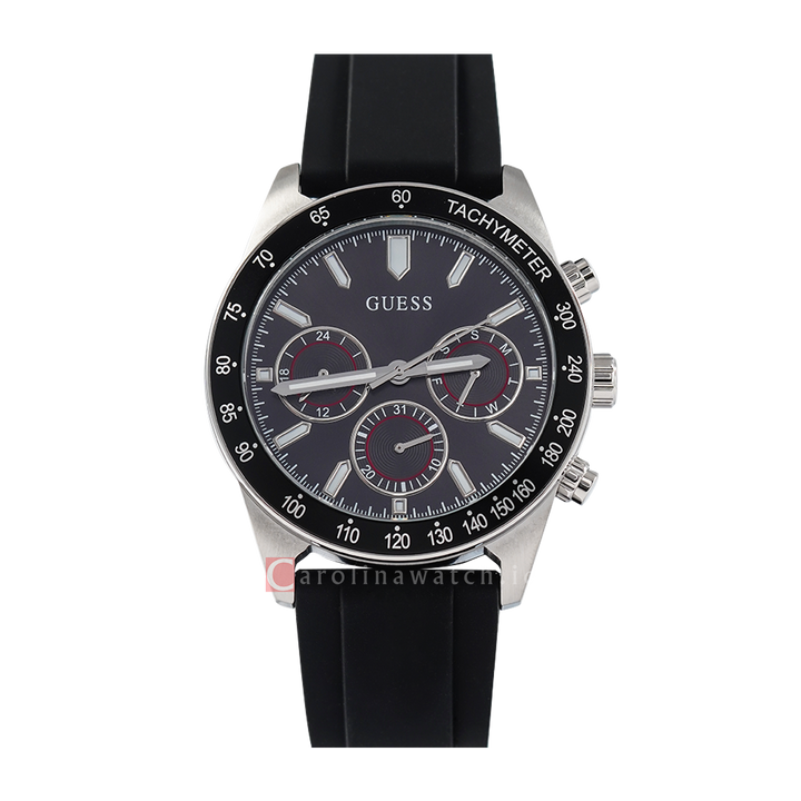 Jam Tangan GUESS Altitude GW0332G1 Black Sunray Dial Black Silicone Strap