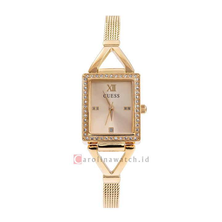 Jam Tangan GUESS Grace GW0400L2 Women Champagne Sunray Dial Gold Mesh Strap