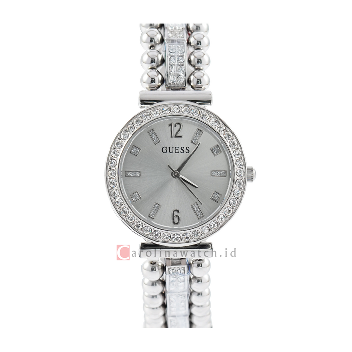 Jam Tangan GUESS Gala GW0401L1 Women Silver Sunray Dial Stainless Steel Strap