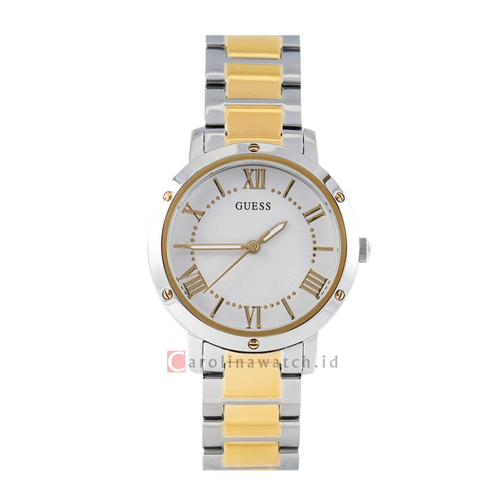 Jam Tangan GUESS Dawn GW0404L2 Women White Sunray Dial Dual Tone Stainless Steel Strap