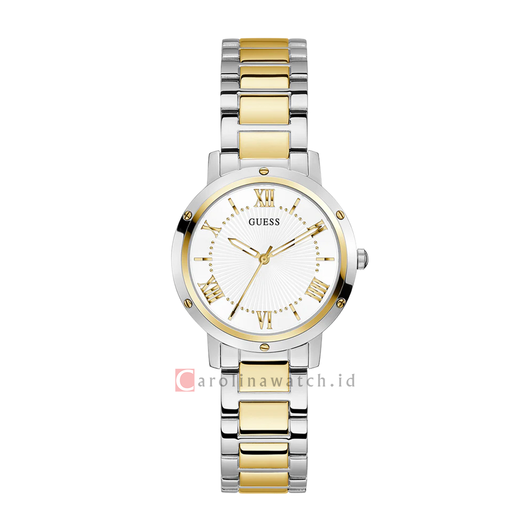 Jam Tangan GUESS Dawn GW0404L2 Women White Sunray Dial Dual Tone Stainless Steel Strap
