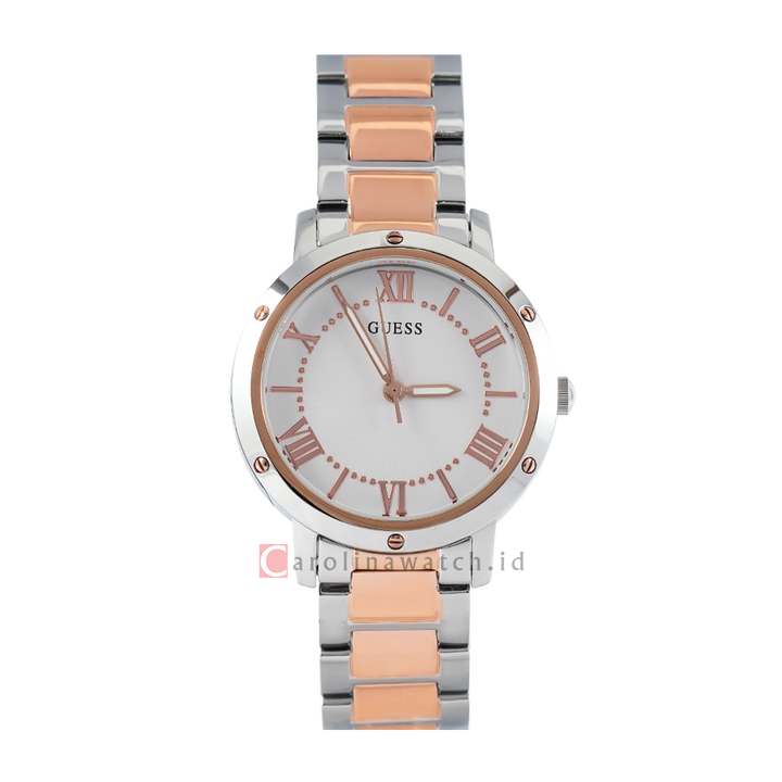 Jam Tangan GUESS Dawn GW0404L3 Women White Sunray Dial Dual Tone Stainless Steel Strap