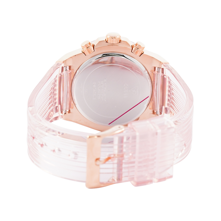 Jam Tangan GUESS Eco Friendly GW0409L3 Women Pink Dial Pink Clear Rubber Strap