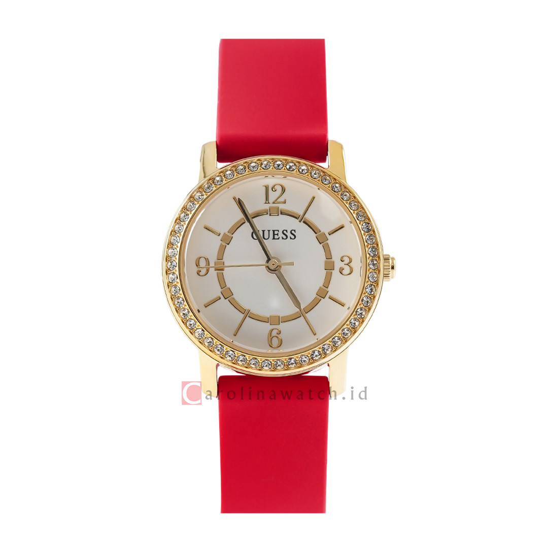 Jam Tangan GUESS GW0469L1 Women White Sunray Dial Red Rubber Strap