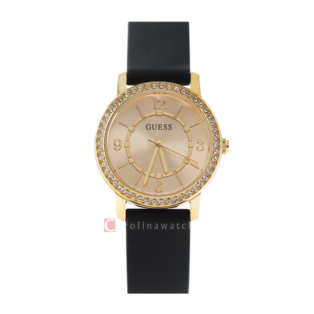 Jam Tangan GUESS GW0469L3 Women Gold Sunray Dial Black Rubber Strap