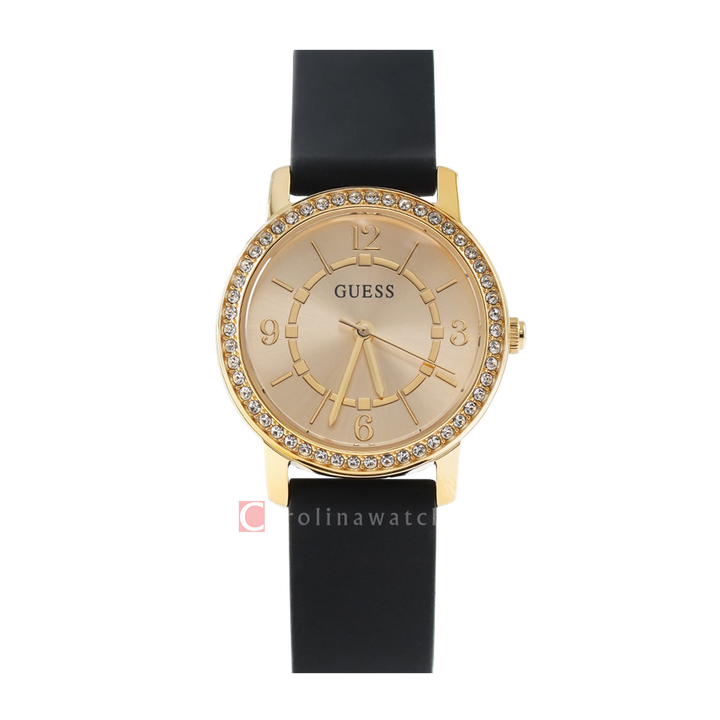 Jam Tangan GUESS GW0469L3 Women Gold Sunray Dial Black Rubber Strap