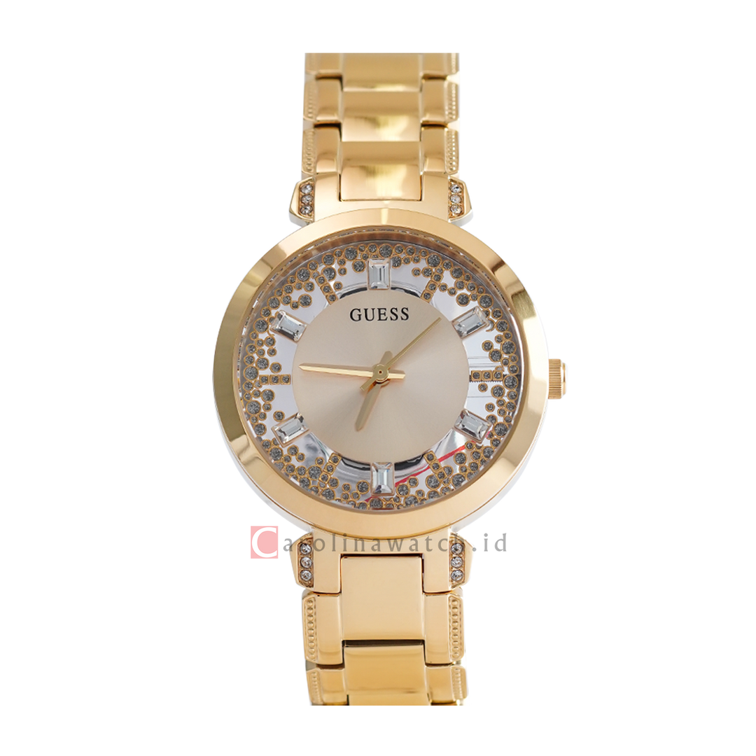 Jam Tangan GUESS GW0470L2 Crystal Clear Women Gold Dial Gold Stainless Steel Strap