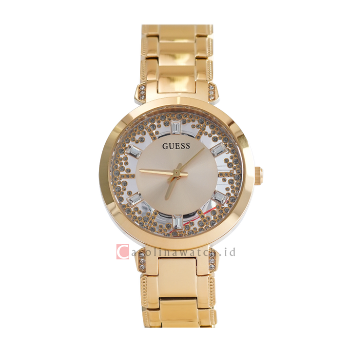 Jam Tangan GUESS GW0470L2 Crystal Clear Women Gold Dial Gold Stainless Steel Strap