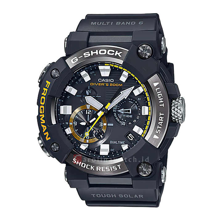 Jam Tangan Casio G-Shock Frogman GWF-A1000-1A Men Tough Solar Black Digital Analog Dial Black Resin Strap