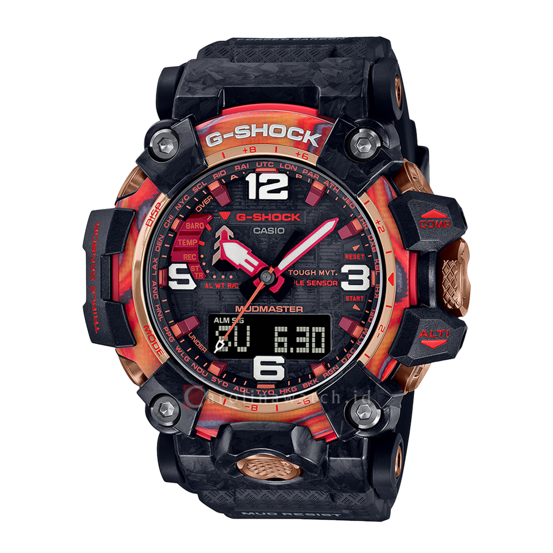 Jam Tangan CASIO G SHOCK GWG-2040FR-1A Men 40th Anniversary Flare Red Digital Analog Dial Black Resin Band