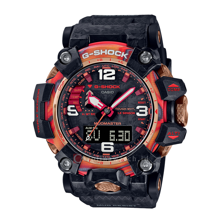 Jam Tangan CASIO G SHOCK GWG-2040FR-1A Men 40th Anniversary Flare Red Digital Analog Dial Black Resin Band