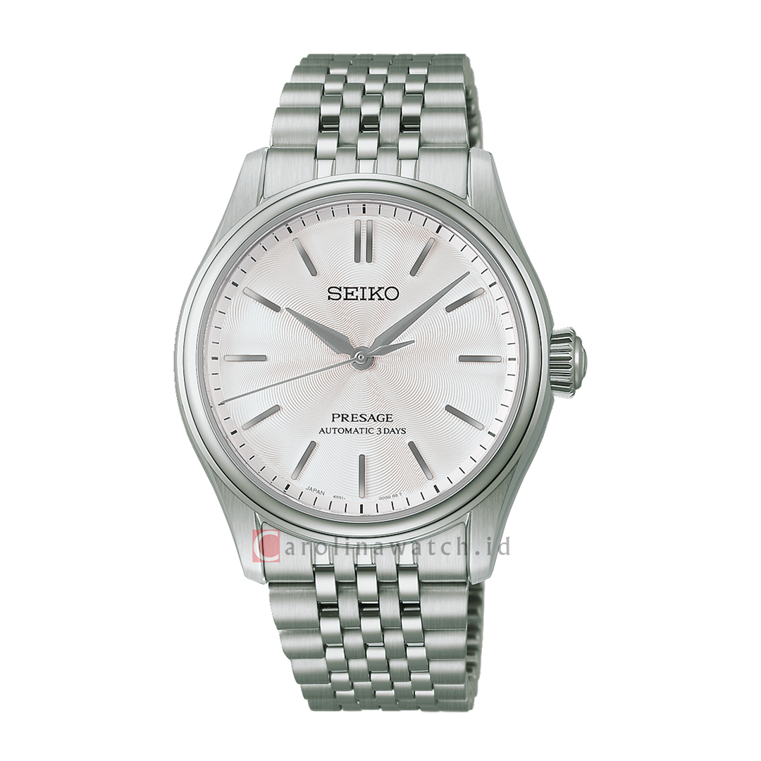 Jam Tangan Seiko Presage Classic Series HCC001J1 Men Tomioka Silk Shironeri Silver Dial Stainless Steel Strap