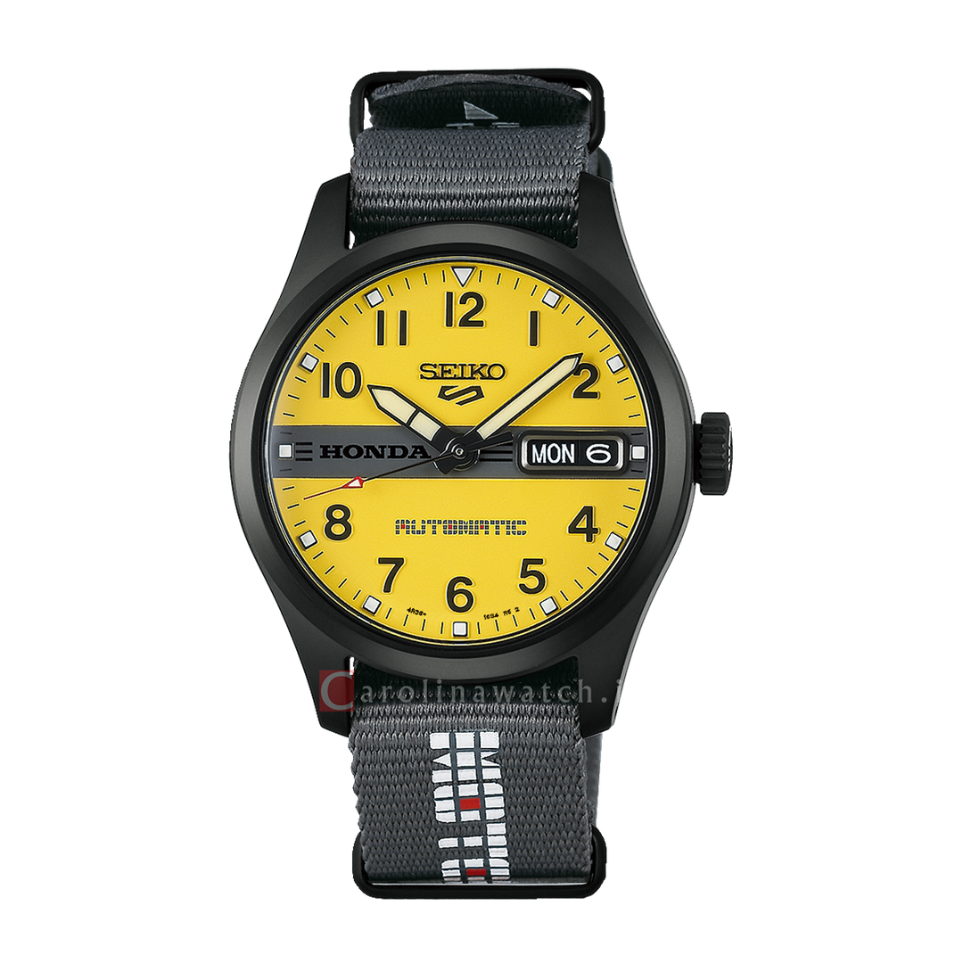 Jam Tangan Seiko 5 Sports Field HDB010K1 Honda MOTOCOMPO Automatic Striking Yellow Dial Nylon Strap Limited Edition
