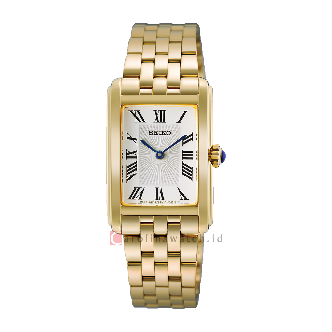 Jam Tangan Seiko Ladies Tank HGG001P1 Discover More White Dial Gold Stainless Steel Strap