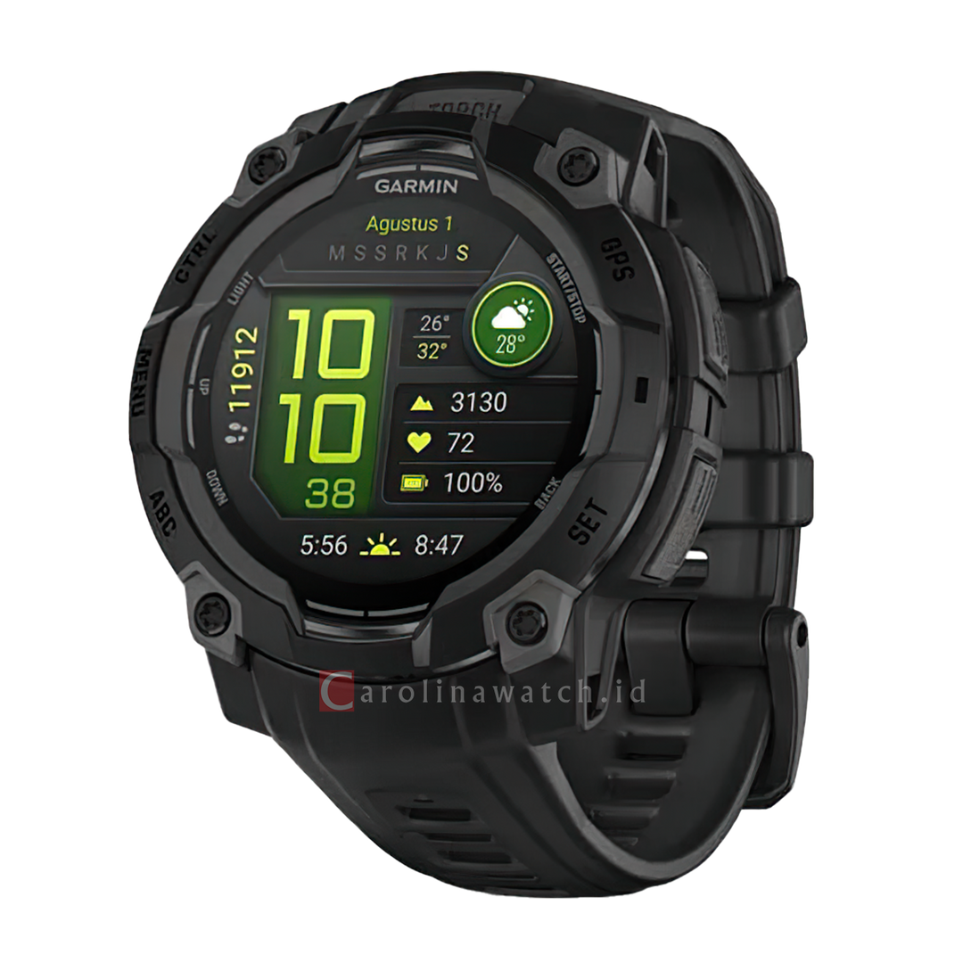 Jam Tangan Garmin Instinct 3 INSTINCT345MMOLEDBLACKWBLK Unisex Rugged GPS Watch with AMOLED Display Black with Black Band