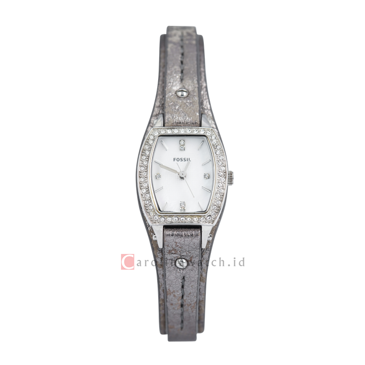 Jam Tangan Fossil JR1335 Women White Dial Grey Leather Strap