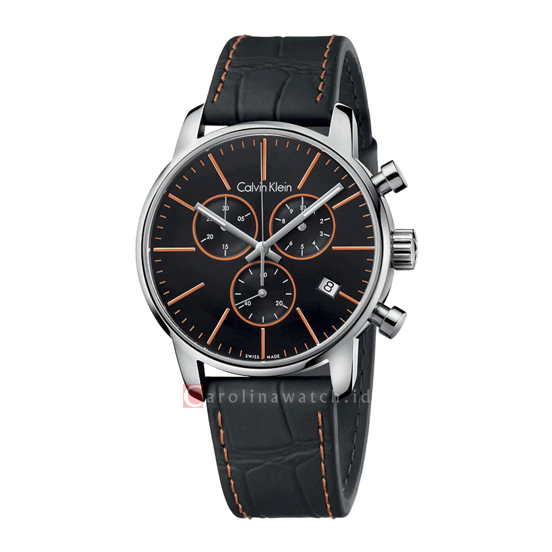 Jam Tangan Calvin Klein K2G271C1 Men Black Dial Black Leather Strap