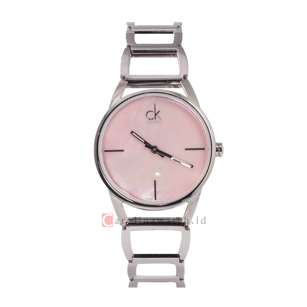 Jam Tangan Calvin Klein K3G2312E Women Pink Dial Stainless Steel Strap