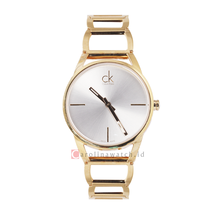 Jam Tangan Calvin Klein K3G23526 Women Silver Dial Gold Stainless Steel Strap