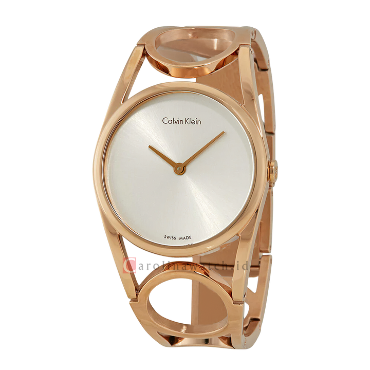 Jam Tangan Calvin Klein K5U2S646 Women Silver Dial Rose Gold Stainless Steel Strap