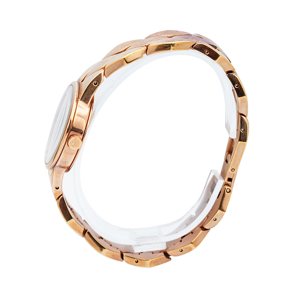 Jam Tangan Calvin Klein K6E23646 Women Silver Dial Rose Gold Stainless Steel Strap