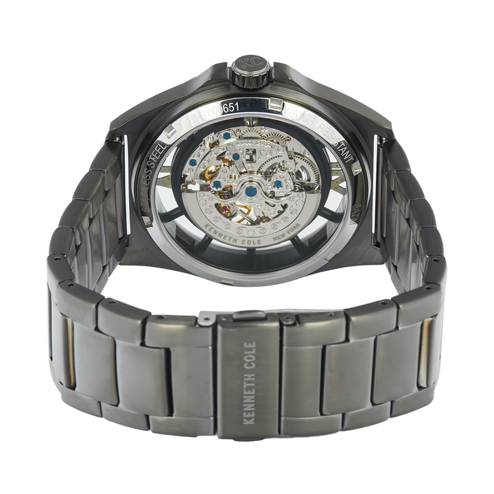 Jam Tangan Kenneth Cole KCWGY0065103 Men Automatic Skeleton Green Dial Gunmetal Stainless Steel Strap