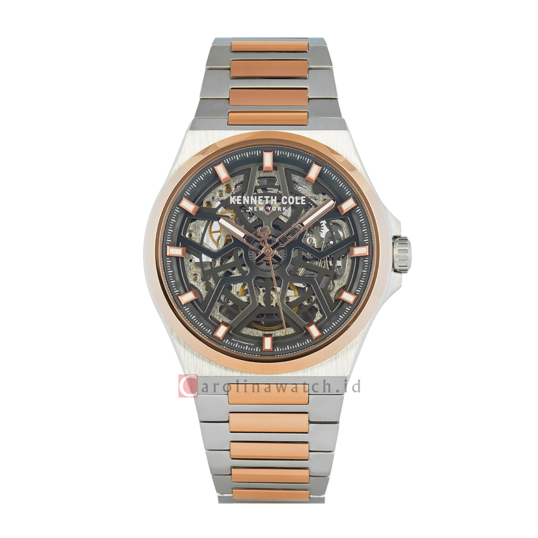 Jam Tangan Kenneth Cole KCWGY0065302 Men Automatic Skeleton Dial Dual Tone Stainless Steel Strap