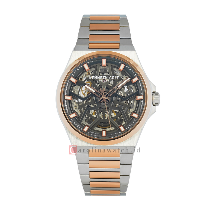 Jam Tangan Kenneth Cole KCWGY0065302 Men Automatic Skeleton Dial Dual Tone Stainless Steel Strap