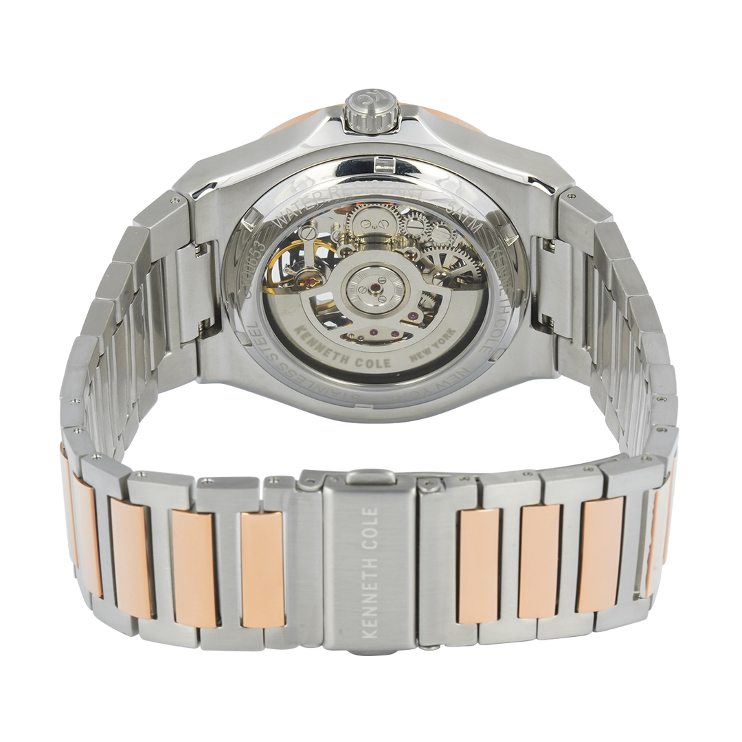 Jam Tangan Kenneth Cole KCWGY0065302 Men Automatic Skeleton Dial Dual Tone Stainless Steel Strap