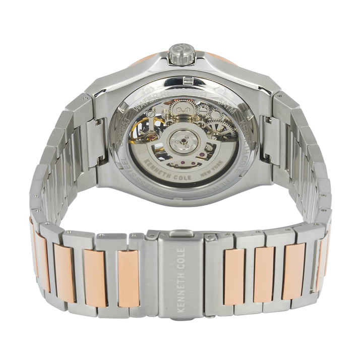 Jam Tangan Kenneth Cole KCWGY0065302 Men Automatic Skeleton Dial Dual Tone Stainless Steel Strap