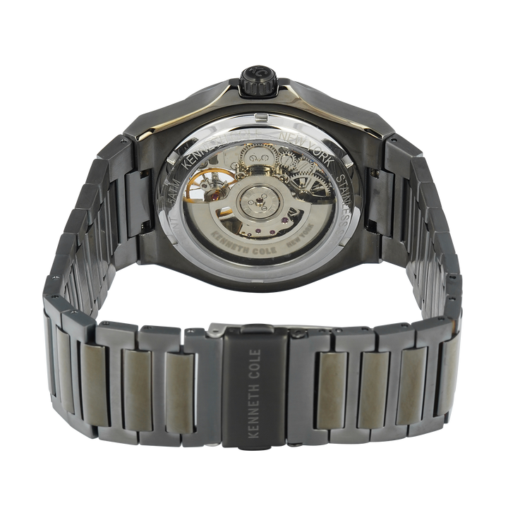 Jam Tangan Kenneth Cole KCWGY0067403 Men Automatic Analog Dial Black Stainless Steel Strap