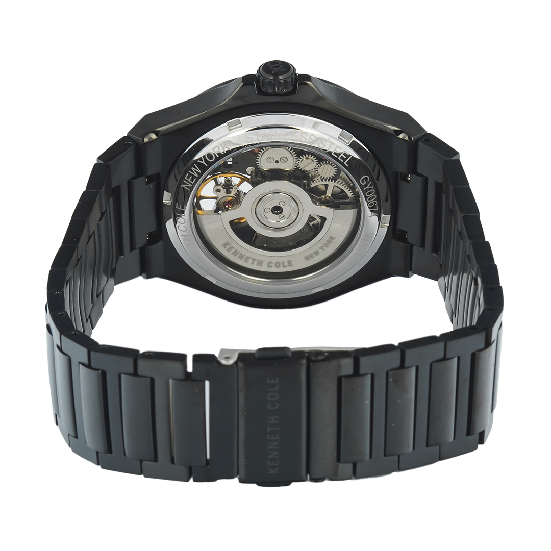 Jam Tangan Kenneth Cole KCWGY0067405 Men Automatic Black Dial Black Stainless Steel Strap
