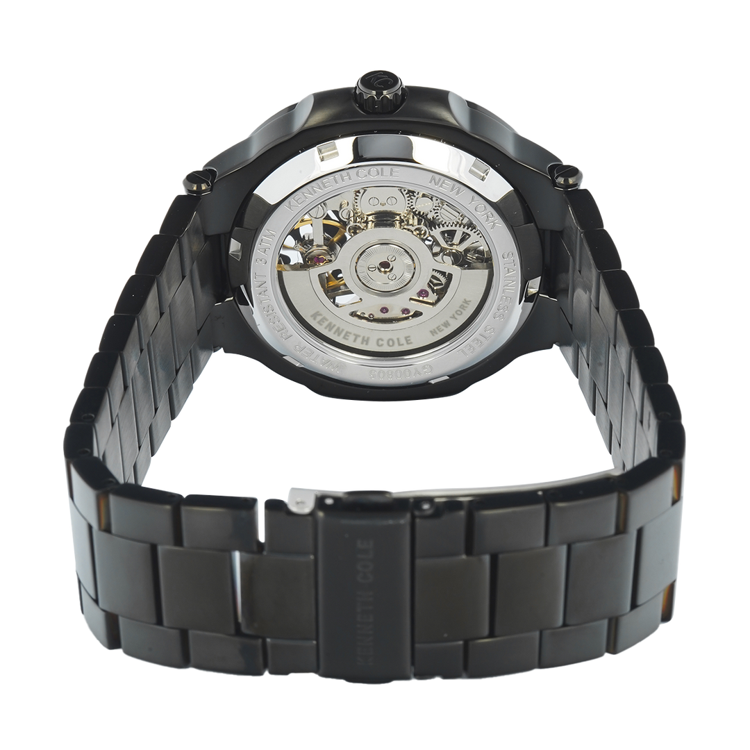 Jam Tangan Kenneth Cole Tribeca KCWGY0080502 Men Automatic Black Dial Black Stainless Steel Strap