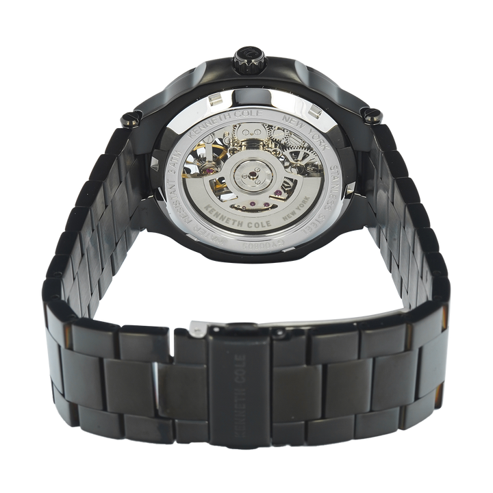 Jam Tangan Kenneth Cole Tribeca KCWGY0080502 Men Automatic Black Dial Black Stainless Steel Strap