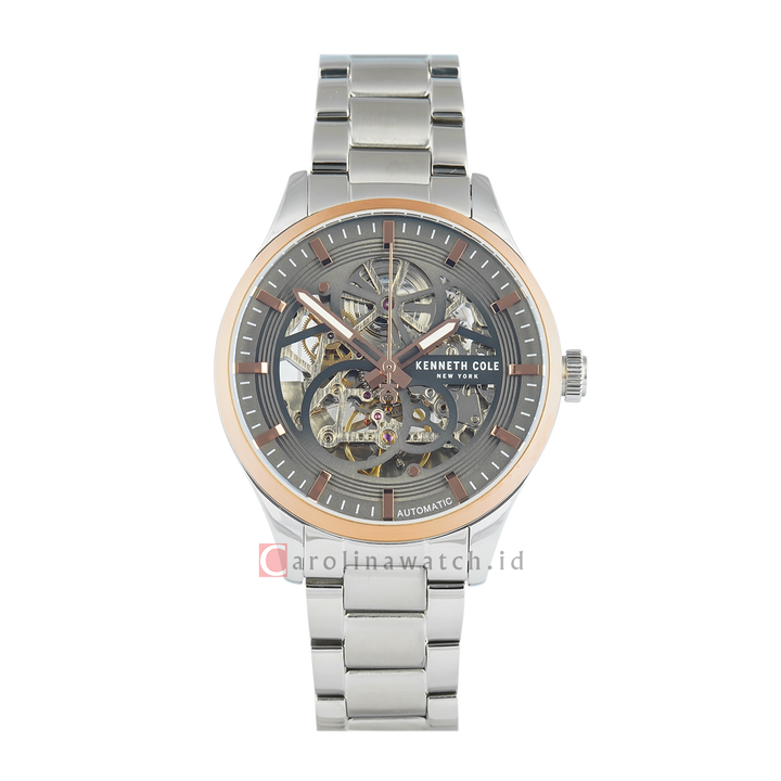 Jam Tangan Kenneth Cole Ashton KCWGY0080702 Men Automatic Grey Dial Stainless Steel Strap