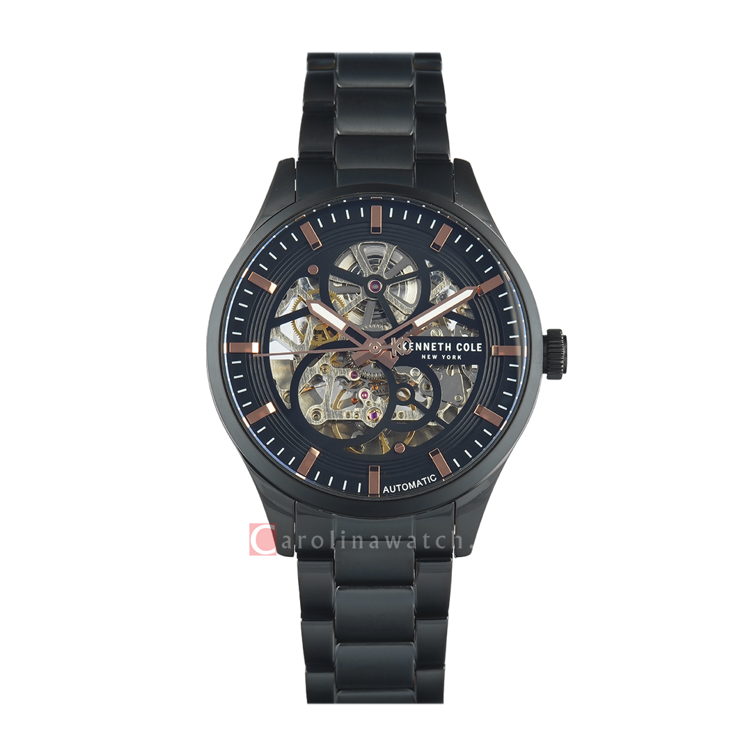 Jam Tangan Kenneth Cole Ashton KCWGY0080703 Men Automatic Black Dial Black Stainless Steel Strap