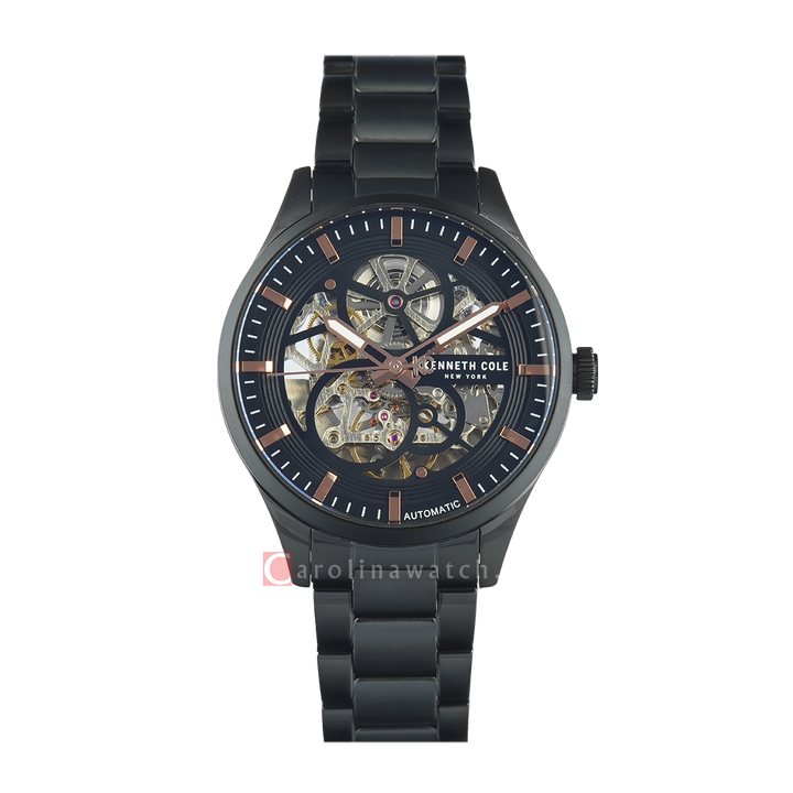 Jam Tangan Kenneth Cole Ashton KCWGY0080703 Men Automatic Black Dial Black Stainless Steel Strap