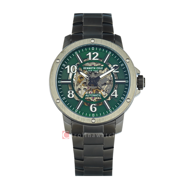 Jam Tangan Kenneth Cole Harrison KCWGY0081101 Men Automatic Green Dial Black Stainless Steel Strap