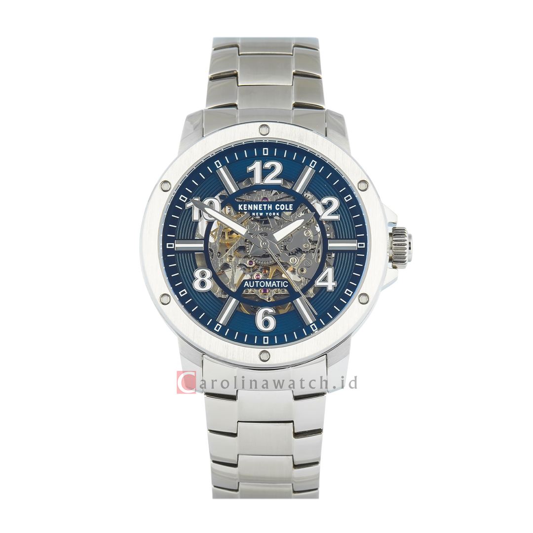 Jam Tangan Kenneth Cole Harrison KCWGY0081102 Men Automatic Blue Dial Stainless Steel Strap