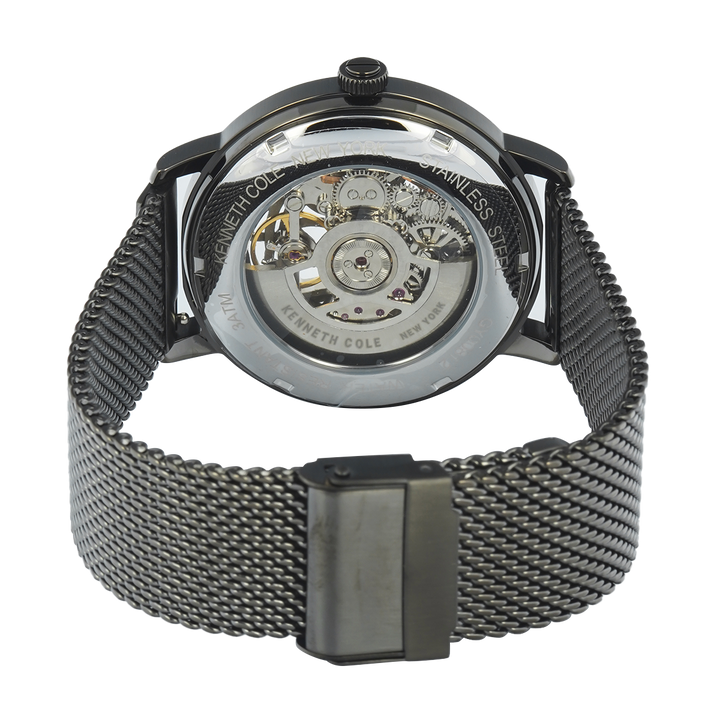 Jam Tangan Kenneth Cole Pacific KCWGY0081201 Men Automatic Black Dial Black Mesh Stainless Steel Strap