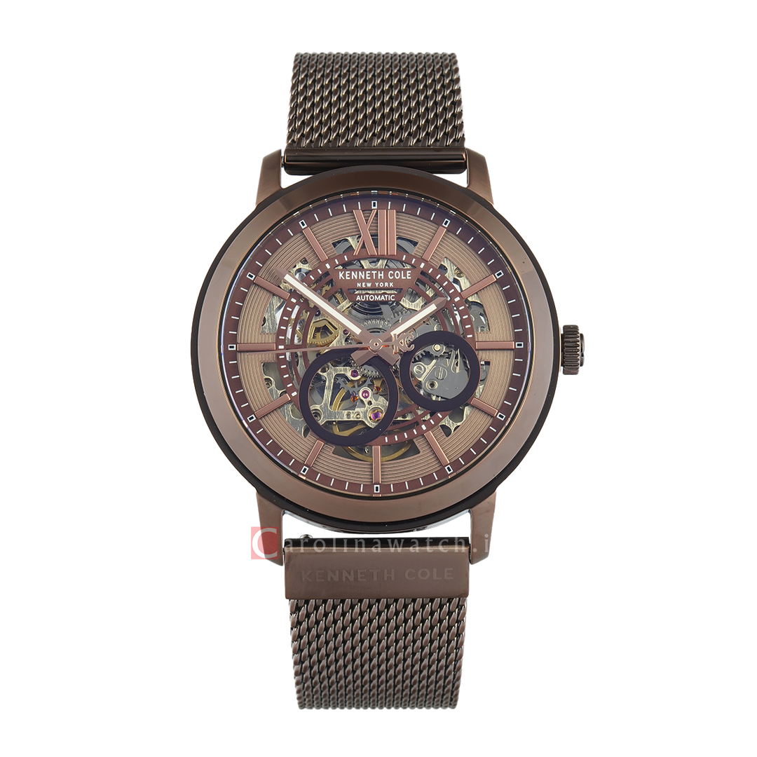 Jam Tangan Kenneth Cole Pacific KCWGY0081202 Men Automatic Brown Dial Brown Mesh Stainless Steel Strap