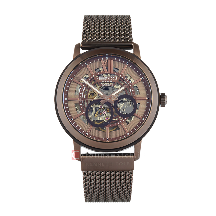 Jam Tangan Kenneth Cole Pacific KCWGY0081202 Men Automatic Brown Dial Brown Mesh Stainless Steel Strap