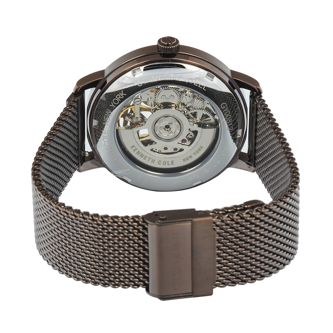 Jam Tangan Kenneth Cole Pacific KCWGY0081202 Men Automatic Brown Dial Brown Mesh Stainless Steel Strap