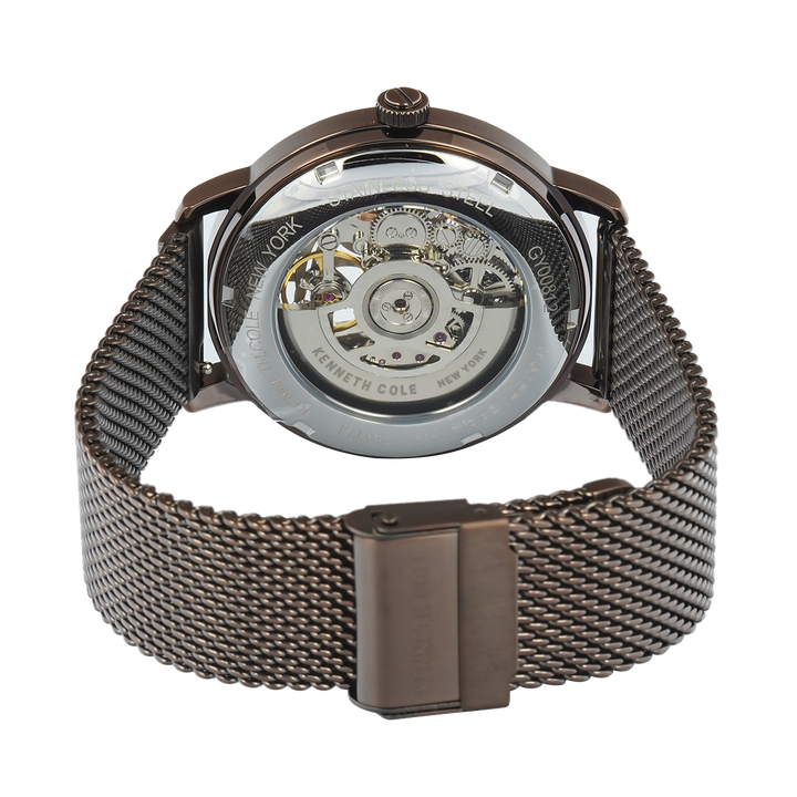 Jam Tangan Kenneth Cole Pacific KCWGY0081202 Men Automatic Brown Dial Brown Mesh Stainless Steel Strap