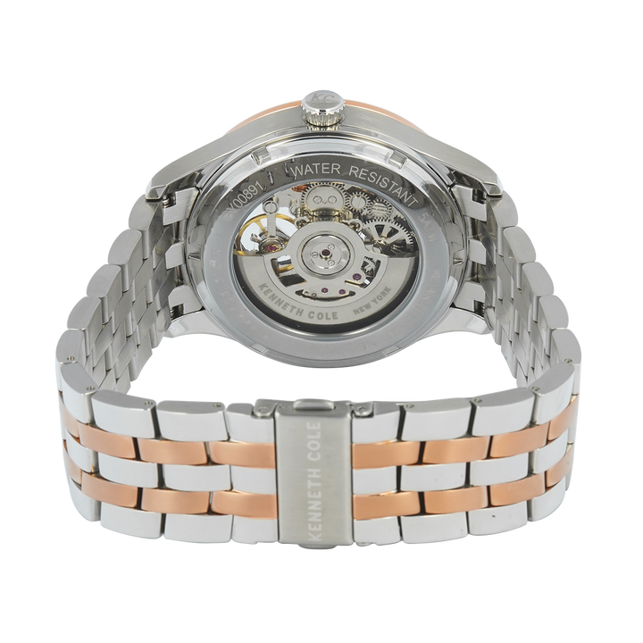 Jam Tangan Kenneth Cole Varick KCWGY0089103 Men Automatic Blue Dial Dual Tone Stainless Steel Strap