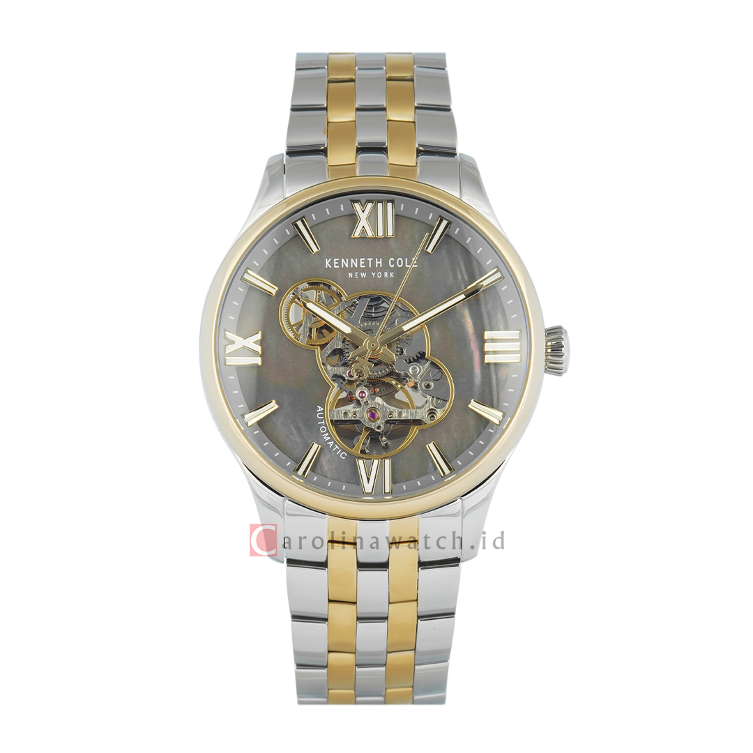 Jam Tangan Kenneth Cole Varick KCWGY0089104 Men Automatic Grey Dial Dual Tone Stainless Steel Strap
