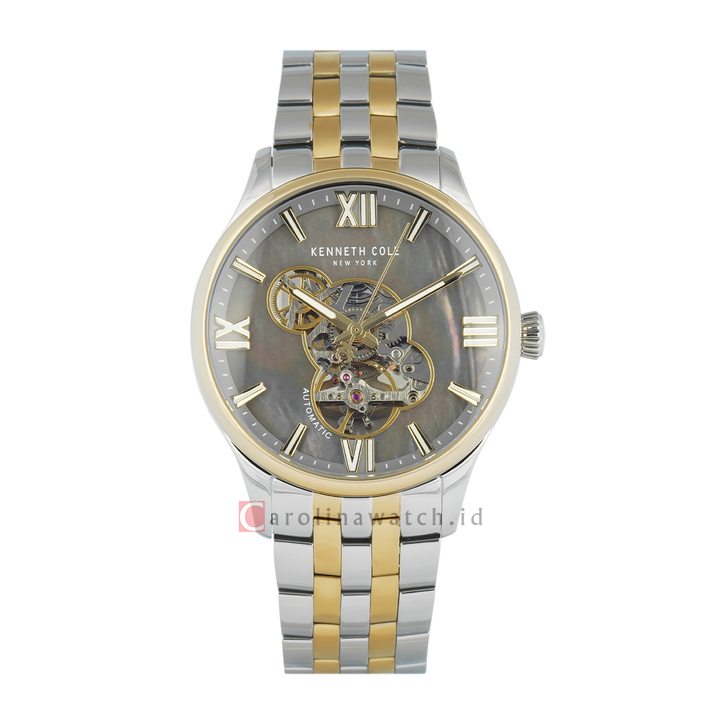 Jam Tangan Kenneth Cole Varick KCWGY0089104 Men Automatic Grey Dial Dual Tone Stainless Steel Strap