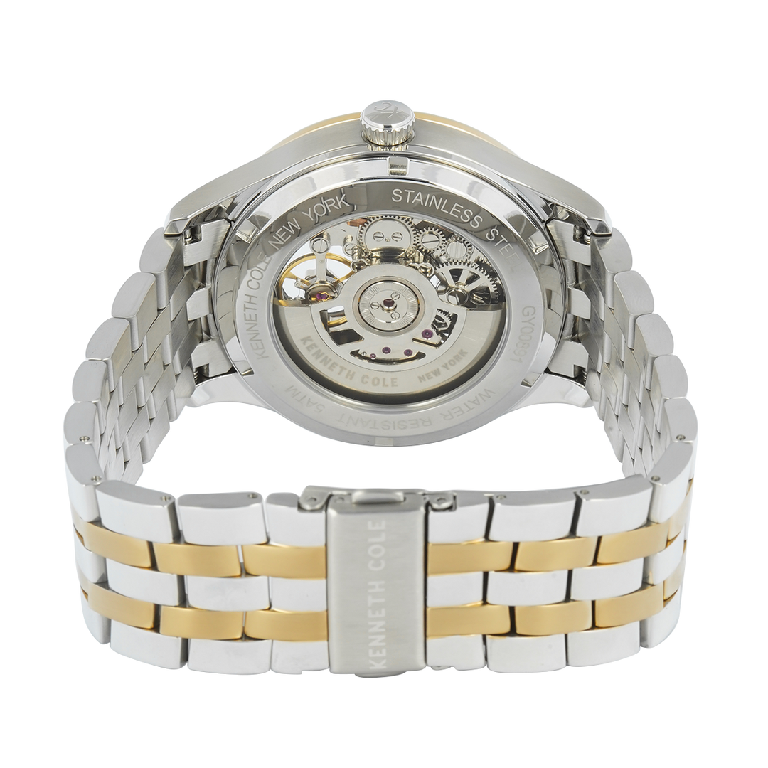 Jam Tangan Kenneth Cole Varick KCWGY0089104 Men Automatic Grey Dial Dual Tone Stainless Steel Strap