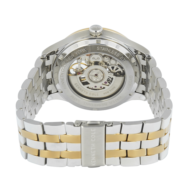 Jam Tangan Kenneth Cole Varick KCWGY0089104 Men Automatic Grey Dial Dual Tone Stainless Steel Strap