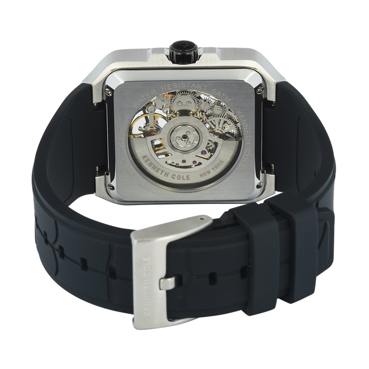 Jam Tangan Kenneth Cole KCWGZ0065401 Men Black Dial Black Silicone Strap
